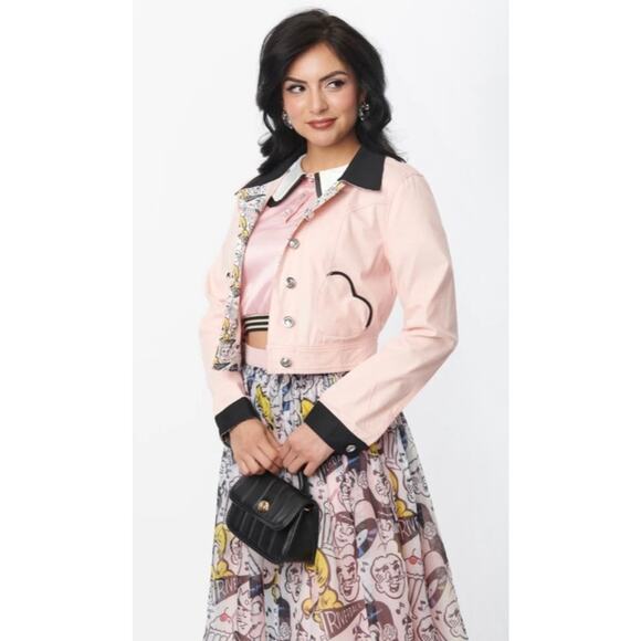 Unique Vintage Jackets & Blazers - Unique Vintage Betty & Veronica Archies Girls Pink Denim Jacket Coat XL NWT